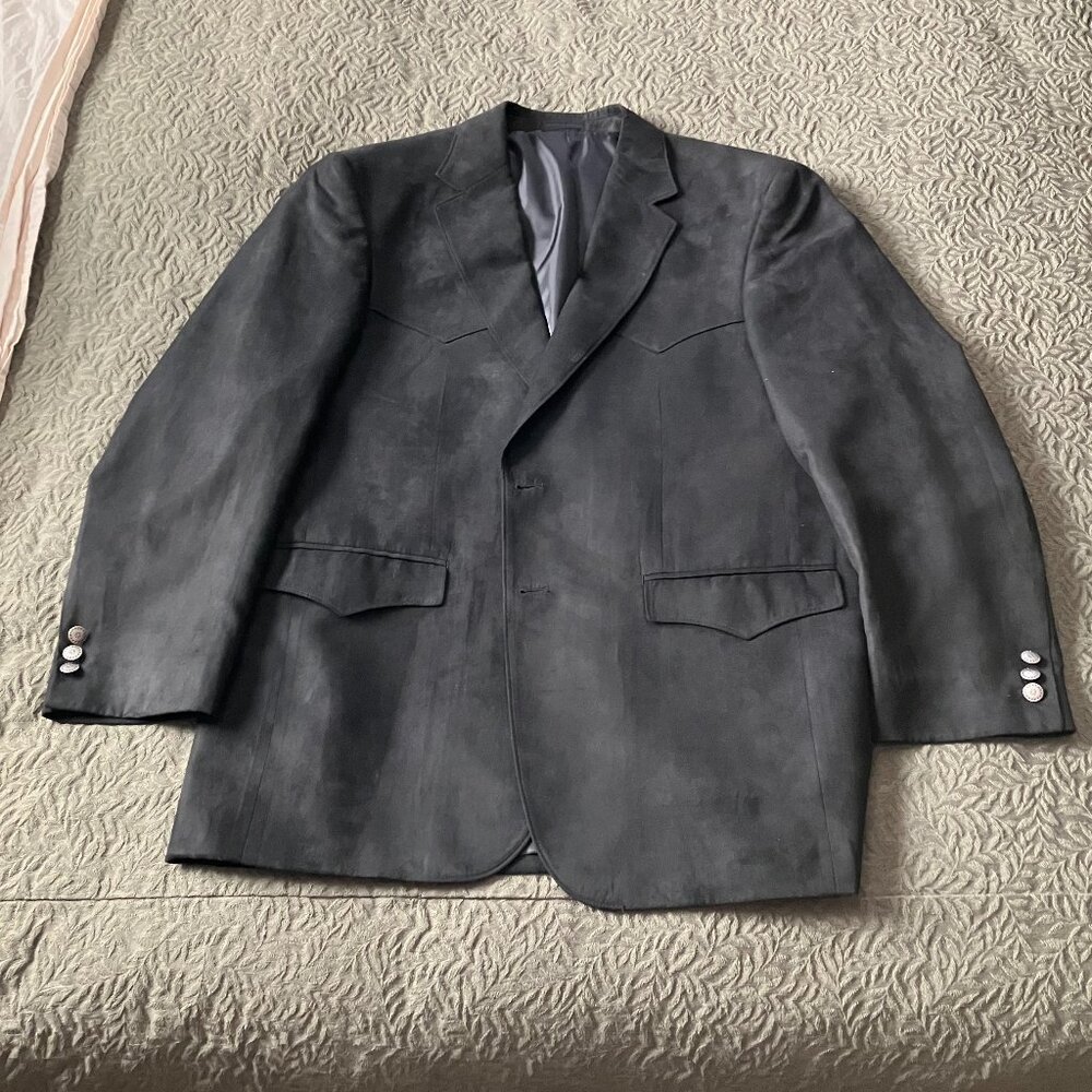 "Harmony" Western Black Microsuede Jacket/Coat